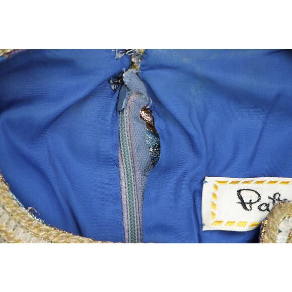 60s Vintage Pat Sandler Gold Metallic Beaded Dress M - Picture 7 of 16